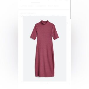 Mock Neck Half Sleeve Rib Dress